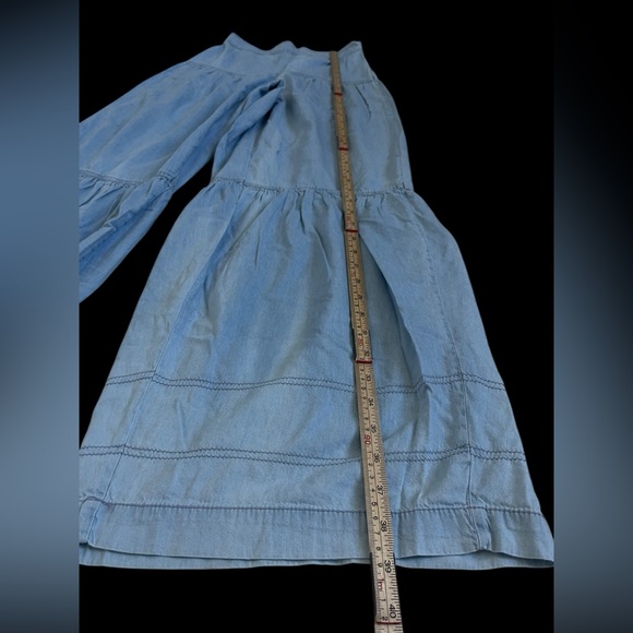 Sincerely Jules XS Chambray Wide Leg Tiered Pants Boho Festival High Rise - Picture 2 of 8